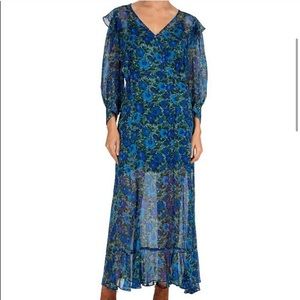 The Kooples Water Anemone Silk Lurex Maxi Dress